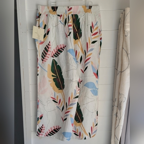 Cynthia Rowley Plus Linen Tropical Floral Print Wide Leg Pants Size 1X - Picture 4 of 9